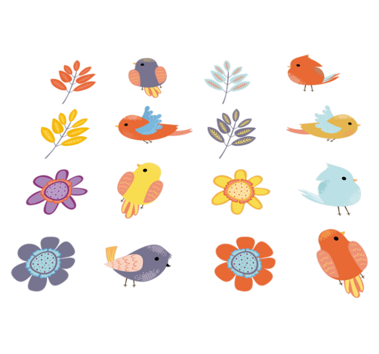 Floral vinyl rug spring bird set - TenStickers