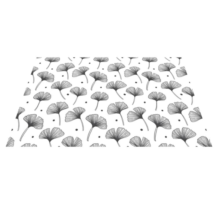 Floral vinyl rug with white ginkgo leaf pattern - TenStickers