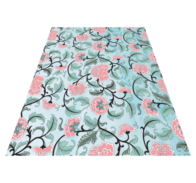 Floral vinyl rug with japanese flower design - TenStickers
