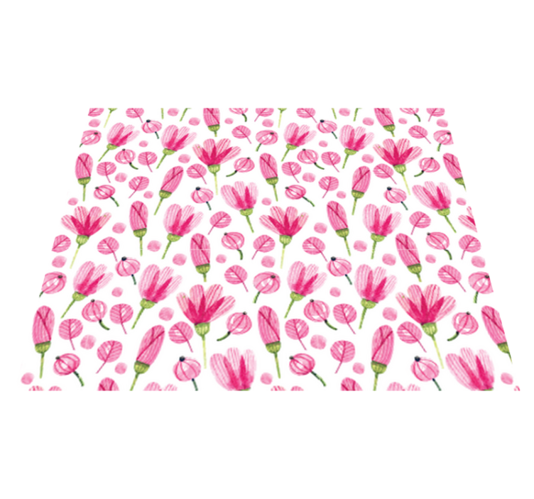Floral vinyl rug pink watercolor flowers - TenStickers