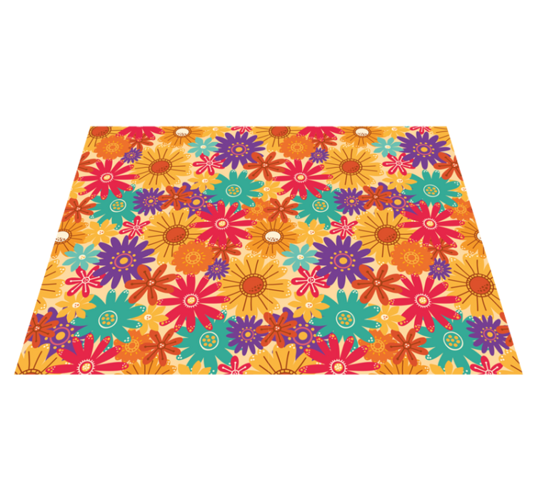 Floral vinyl rug abundant in flowers - TenStickers