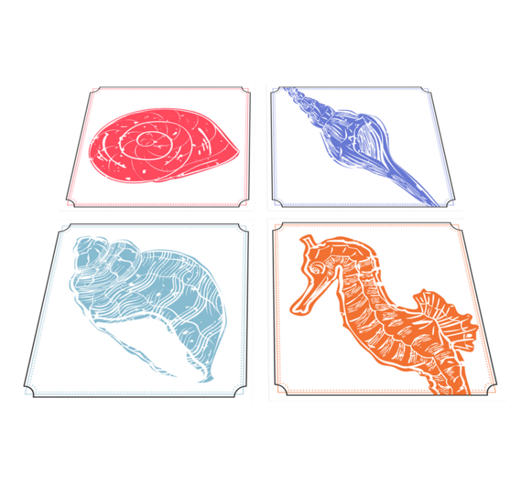 Floral vinyl rug with ocean-inspired designs - TenStickers