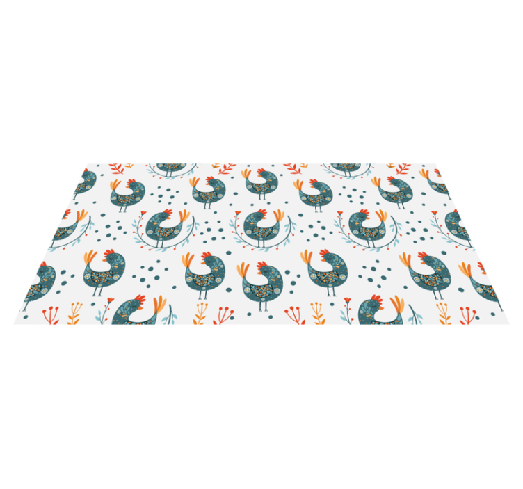 Chickens and flowers floral vinyl rug - TenStickers
