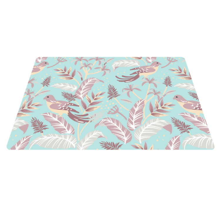 Floral vinyl rug with blue and pink floral design - TenStickers