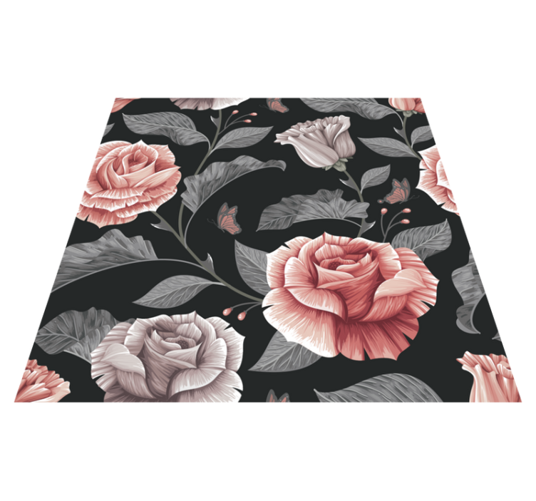Floral vinyl rug with rose pattern - TenStickers