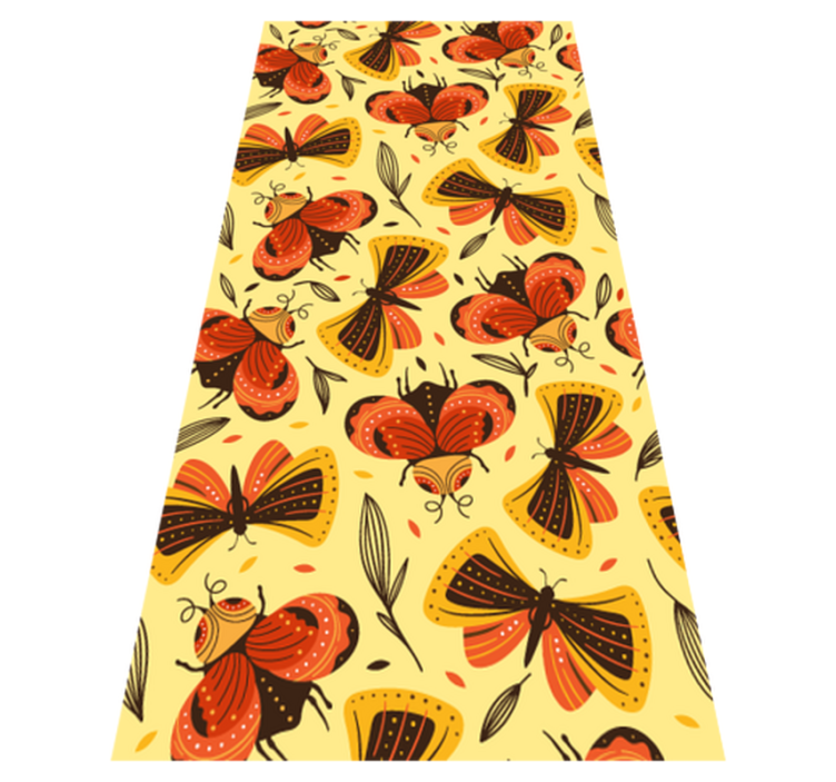 Floral vinyl rug with butterfly on flower design - TenStickers