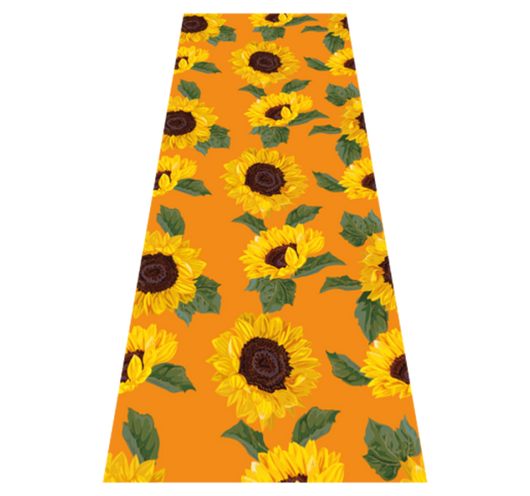 Floral vinyl rug in orange sunflower design - TenStickers