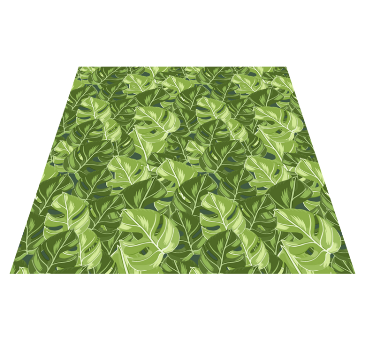 Floral vinyl rug with monstera plant design - TenStickers