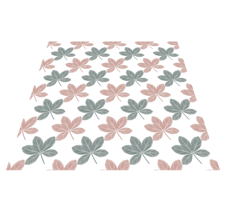 Floral vinyl rug pink and blue leaves design - TenStickers