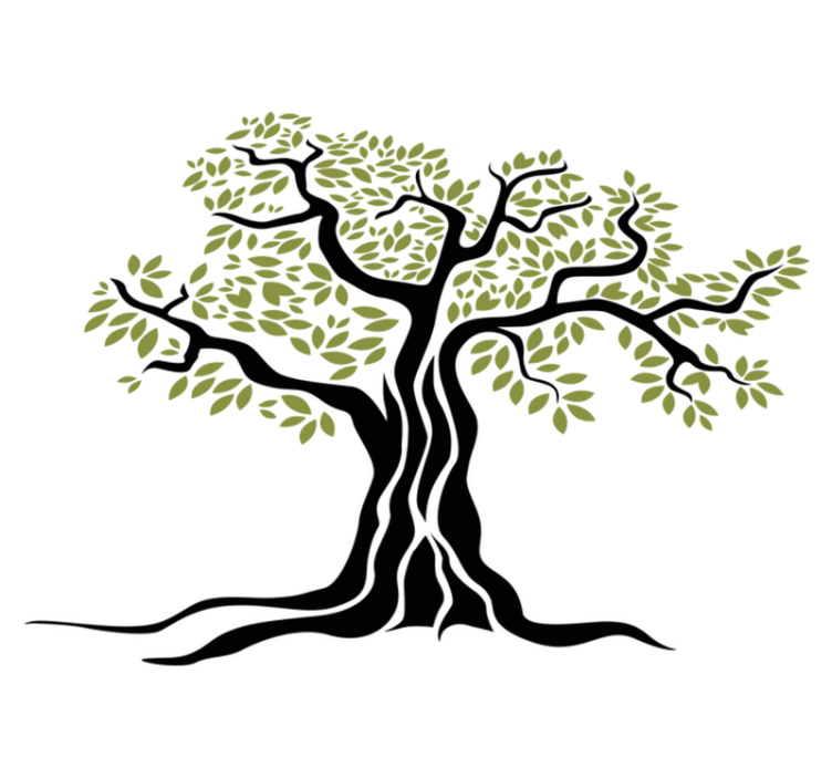 Floral vinyl rug featuring black olive tree design - TenStickers