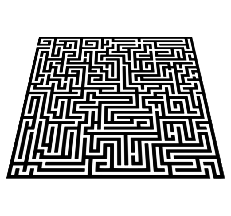Dining room vinyl rug in black and white maze - TenStickers