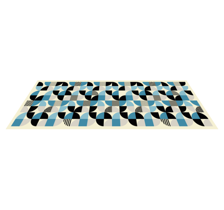 Dining room vinyl rug with retro blue bauhaus design - TenStickers