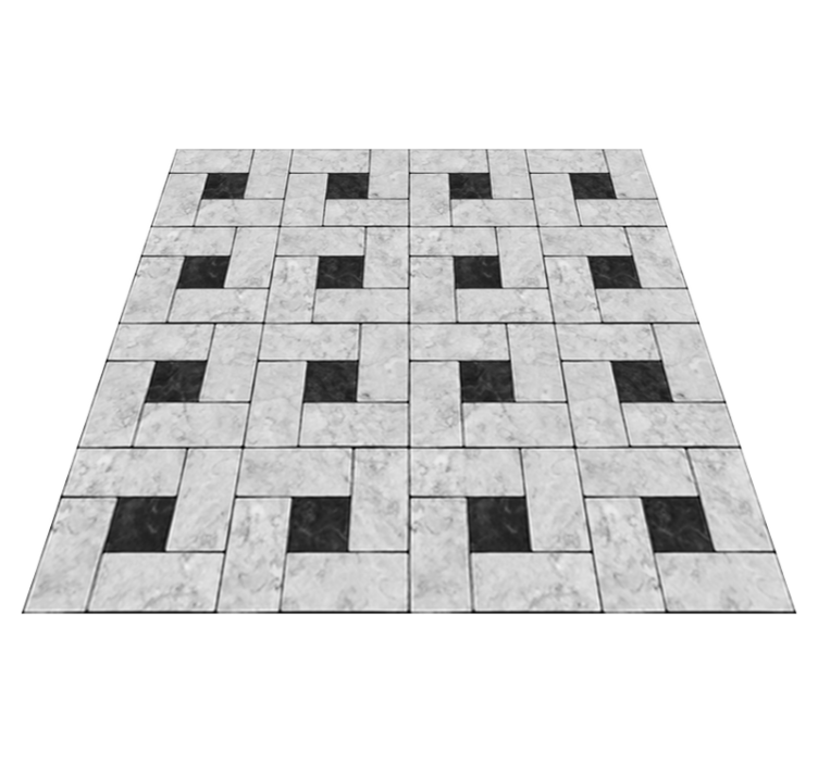 Dining room vinyl rug in grey stone tiles - TenStickers