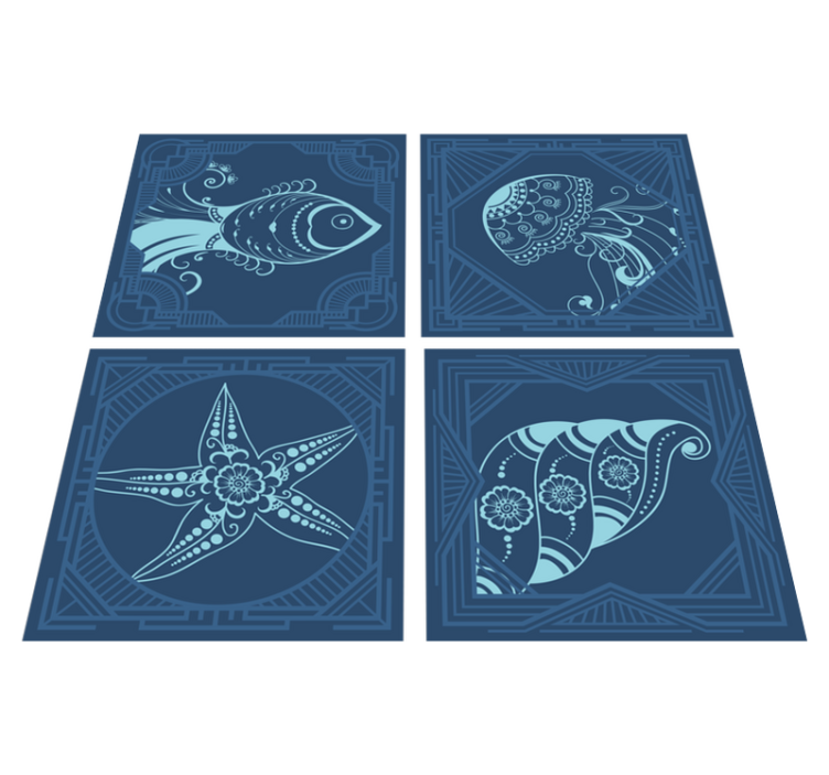 Bathroom vinyl rug with decorative sea life tiles - TenStickers