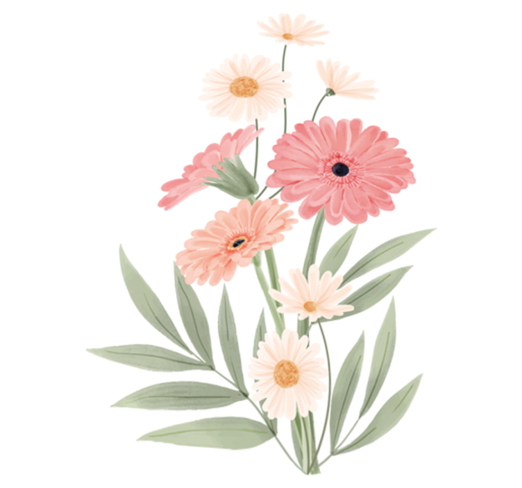 Bathroom vinyl rug with pink daisies design - TenStickers