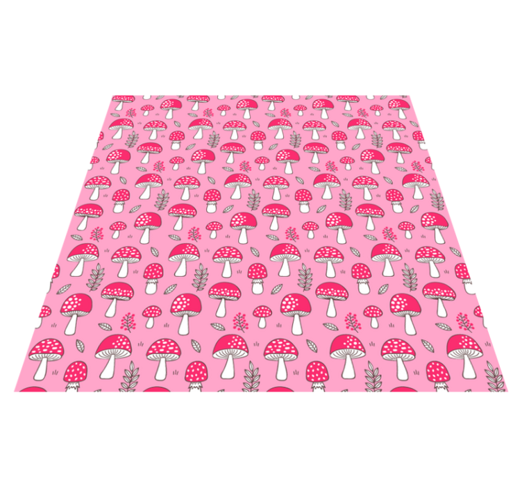 Floral vinyl rug with classic mushrooms and plants - TenStickers