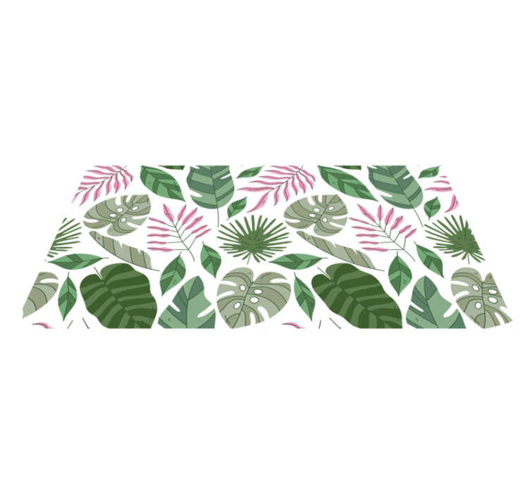 Floral vinyl rug with tropical minimalist plants - TenStickers