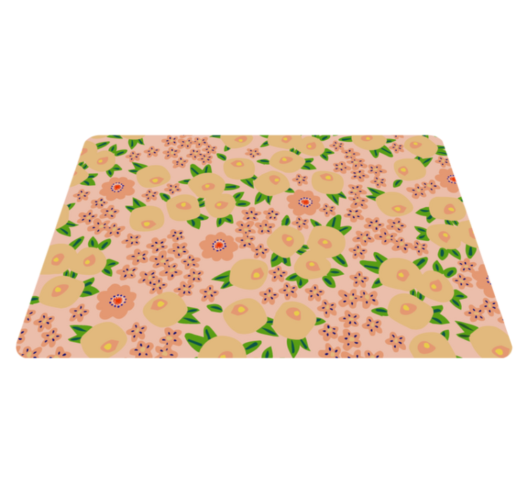 Floral vinyl rug with original peach floral pattern - TenStickers
