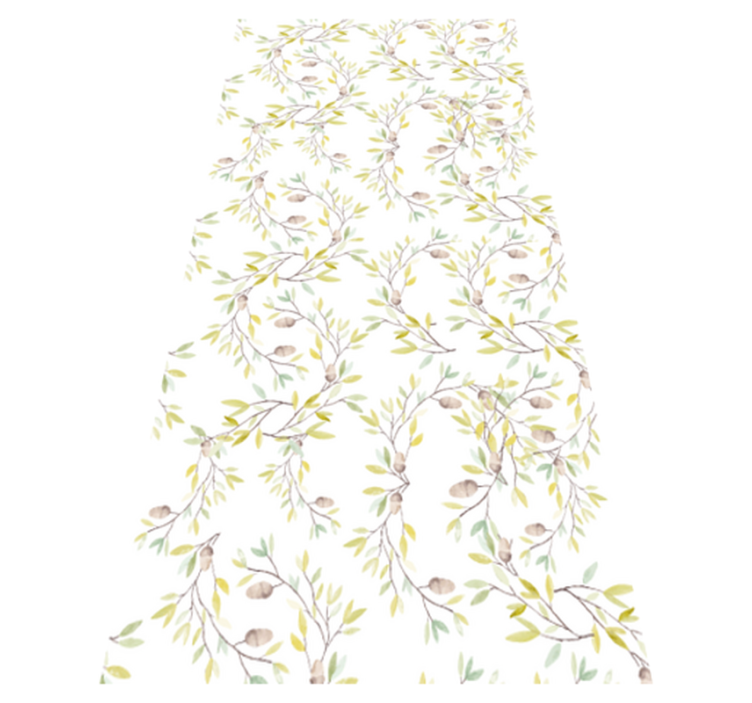 Floral vinyl rug with original watercolor green leaves - TenStickers