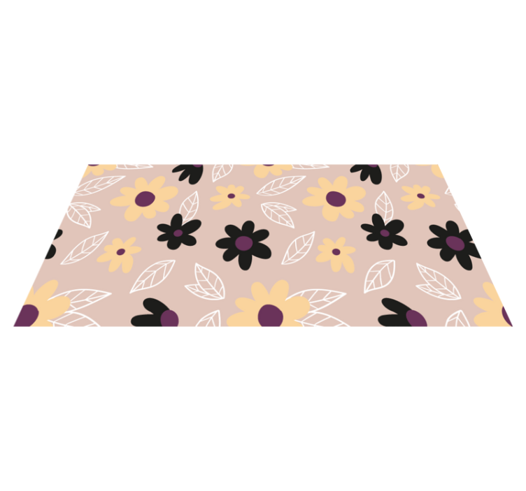 Floral vinyl rug with vibrant blooms on beige background - TenStickers