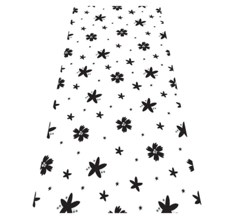 Floral vinyl rug in black and white ink pattern - TenStickers