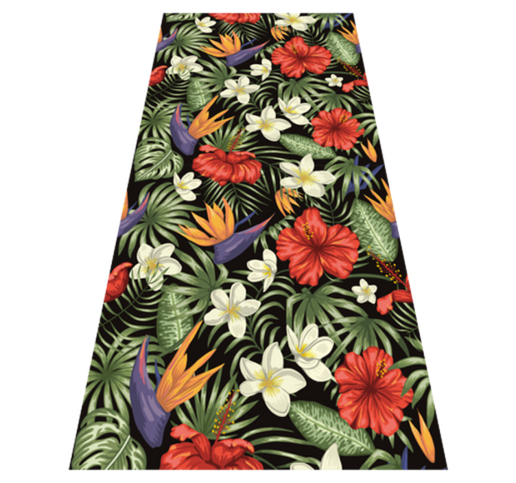 Floral vinyl rug with tropical jungle plant design - TenStickers