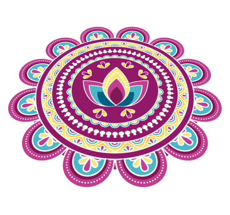 Floral vinyl rug colorful lotus mandala - TenStickers