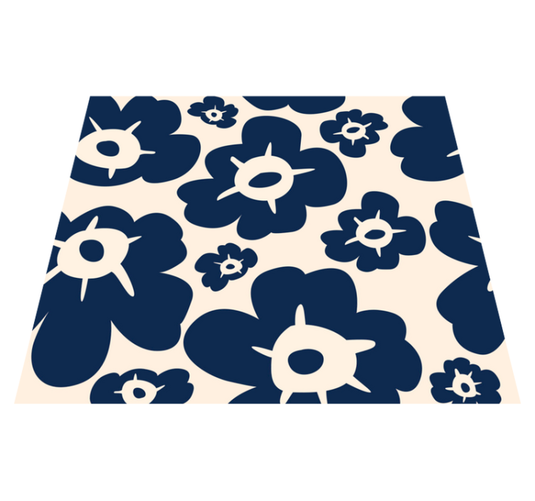 Floral vinyl rug in dark blue poppy design - TenStickers