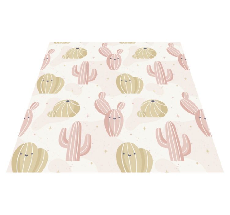 Floral vinyl rug with adorable cactus design - TenStickers