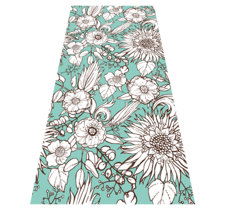 Floral screen pattern floral vinyl rug - TenStickers