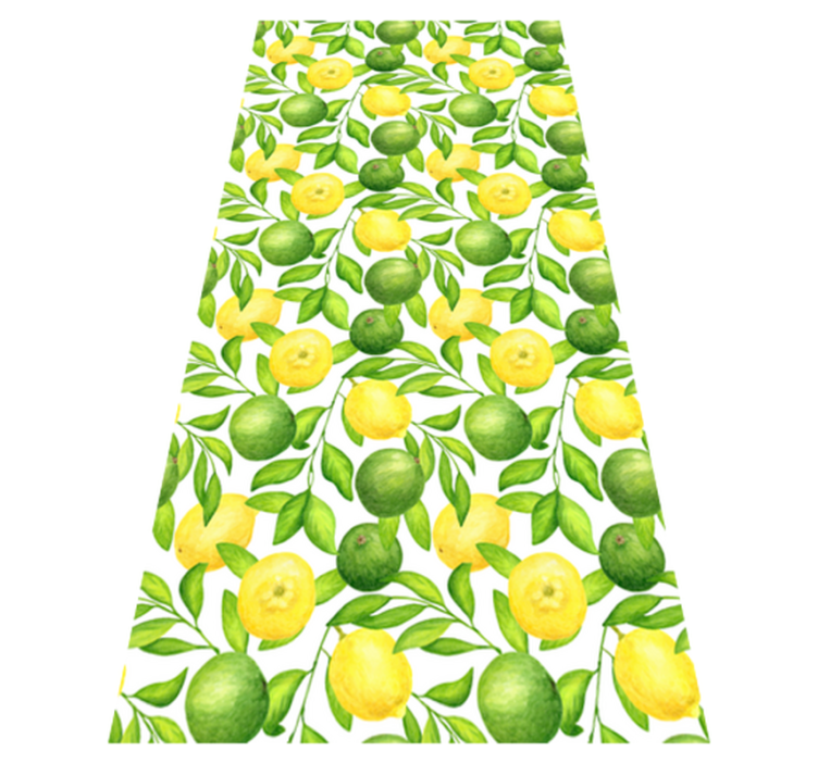 Floral vinyl rug in lemon and lime design - TenStickers