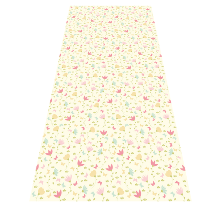 Flower rug with floral and butterfly design - TenStickers