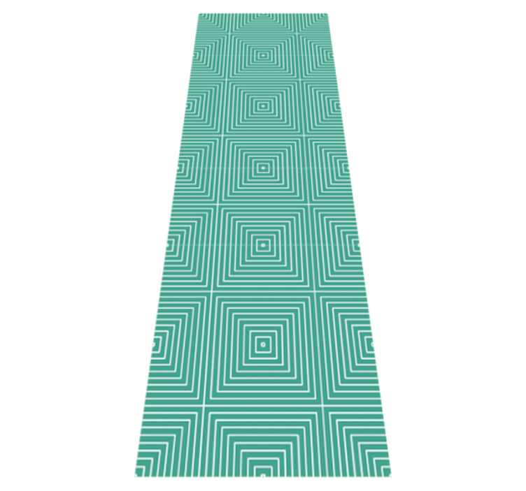 Geometric vinyl rug with green squares design - TenStickers