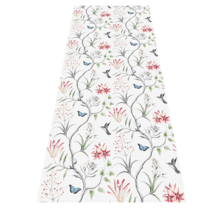 Bedroom vinyl rug with bird and butterfly branches - TenStickers