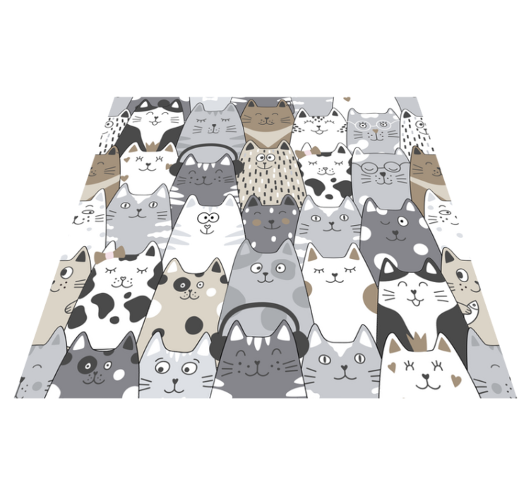 Bedroom vinyl rug cartoon cats - TenStickers