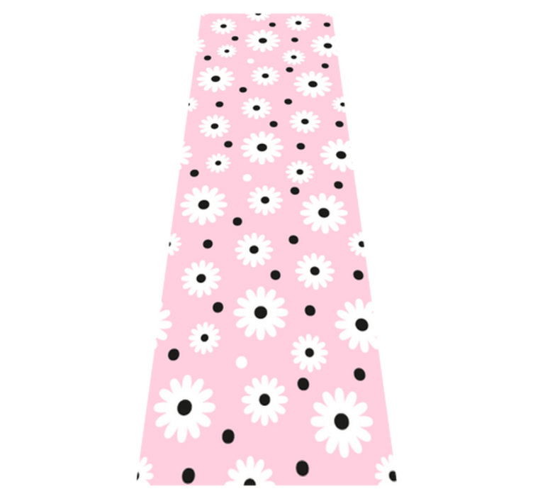 Bedroom vinyl rug in pink black dot flower design - TenStickers