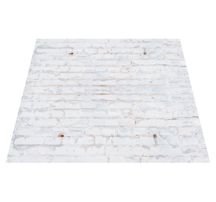 Bedroom vinyl rug in white brick with worn paint - TenStickers