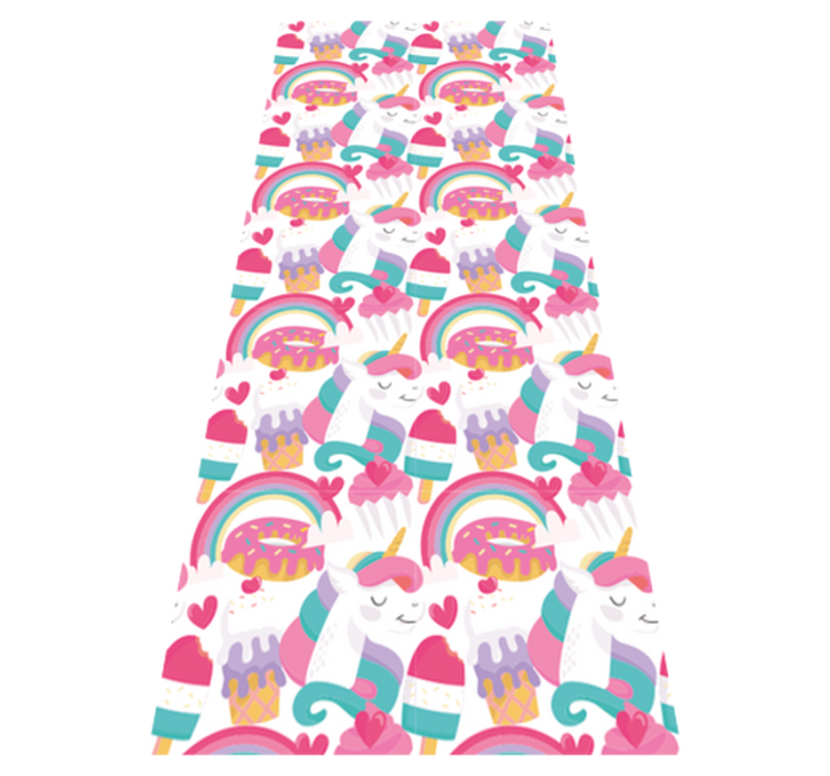 Bedroom vinyl rug with unicorns and a rainbow - TenStickers