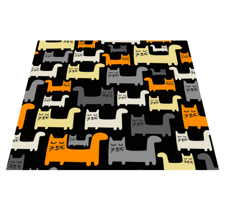 Bedroom vinyl rug featuring colorful geometric cats - TenStickers