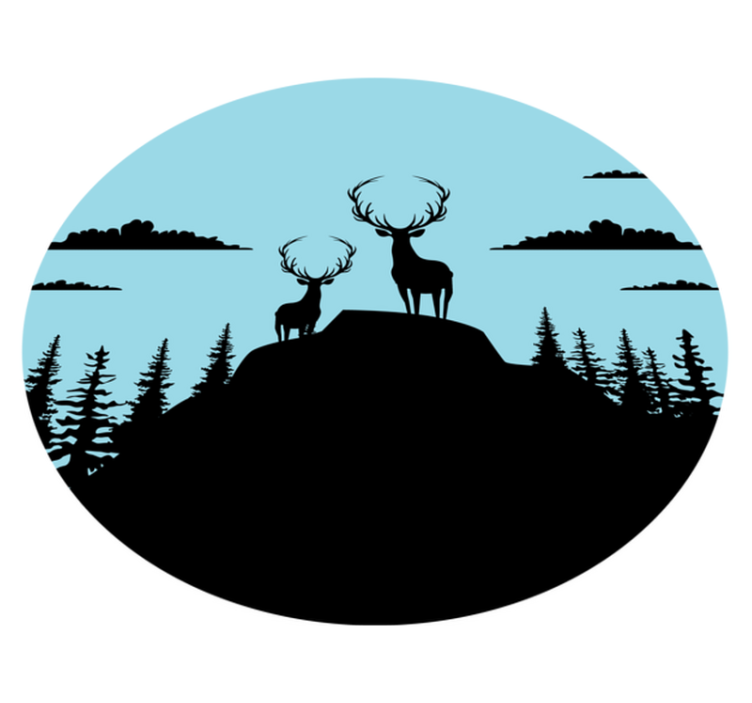 Nature vinyl rug mountain with deer - TenStickers