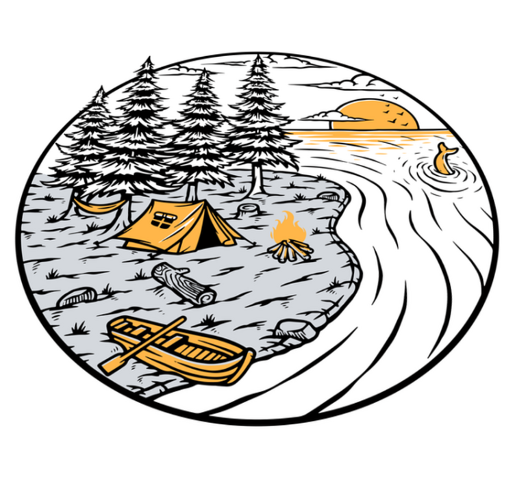 Nature vinyl rug motorhome yellow scenery badge - TenStickers