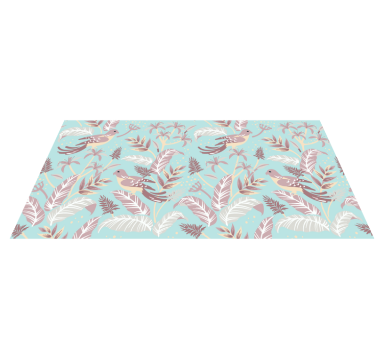 Nature vinyl rug in blue and pink floral design - TenStickers