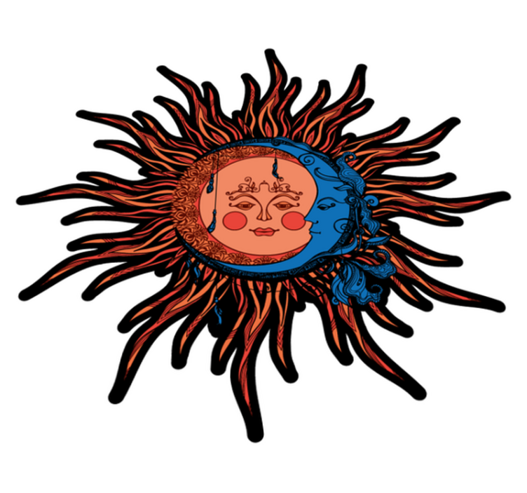 Nature vinyl rug celestial sun and moon design - TenStickers