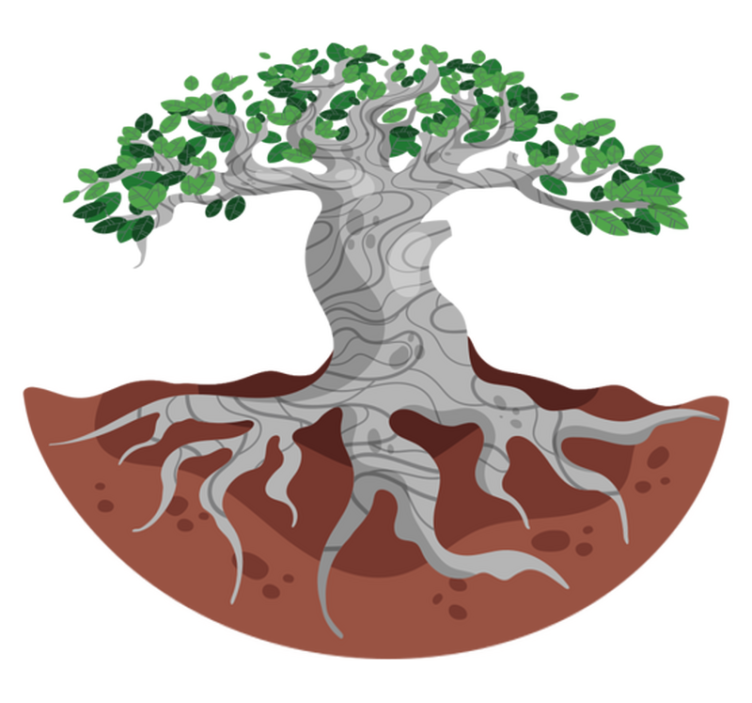 Nature vinyl rug with stylized tree roots - TenStickers