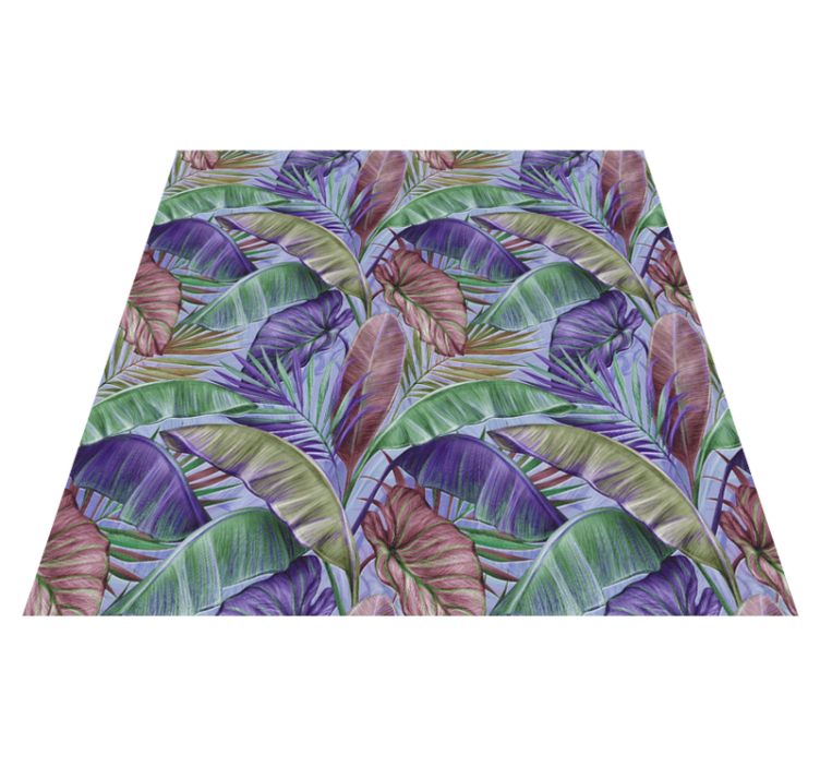 Floral vinyl rug with purple leaves design - TenStickers