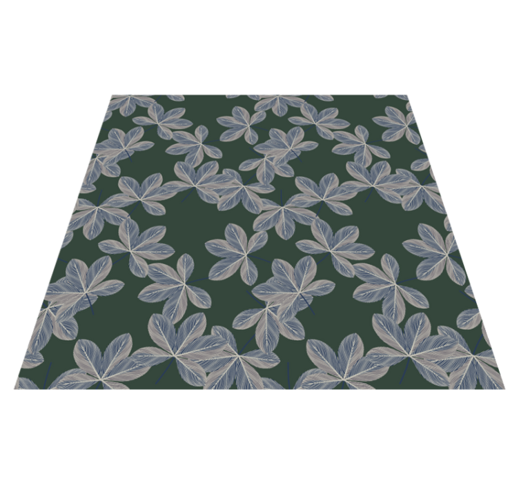 Floral vinyl rug with dark leaves design - TenStickers