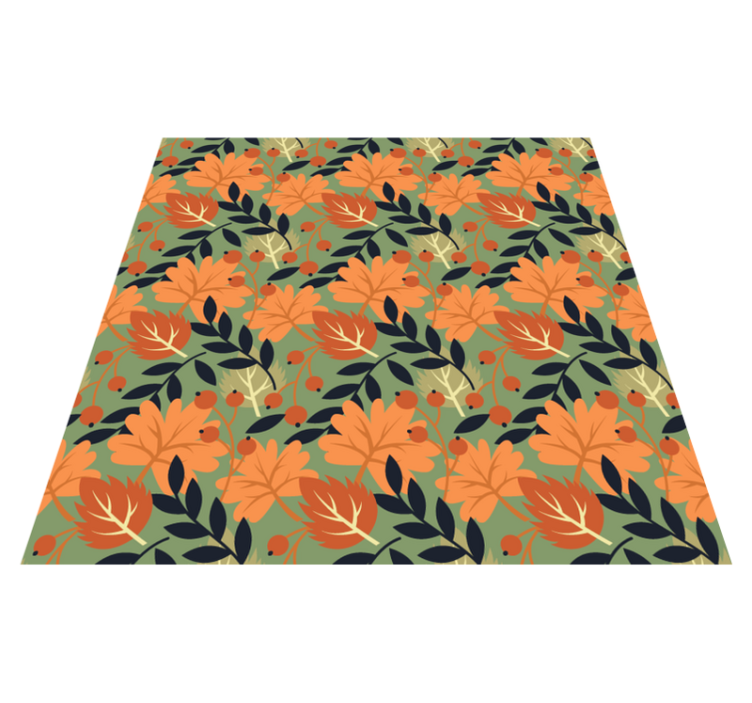 Floral vinyl rug with large autumn leaf design - TenStickers