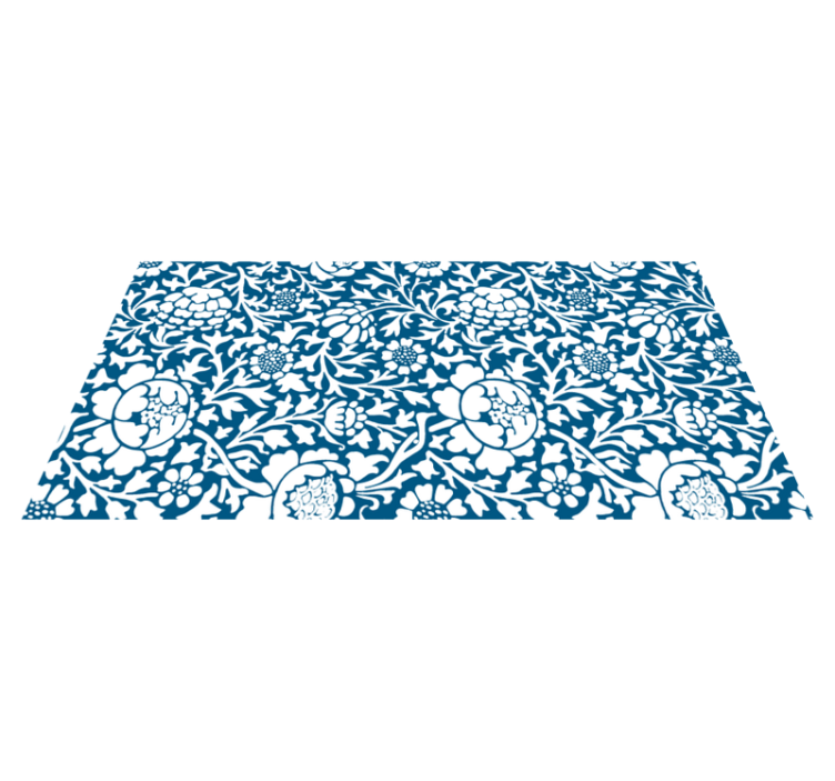 Marine blue floral vinyl rug - TenStickers