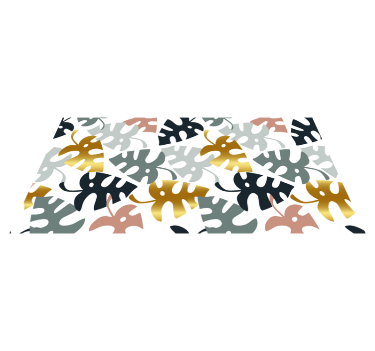 Floral vinyl rug with golden and multicolor leaves - TenStickers
