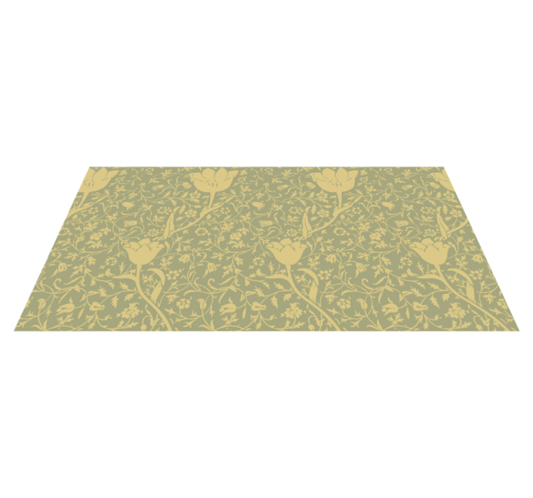 Floral vinyl rug with a subtle gold and green pattern - TenStickers